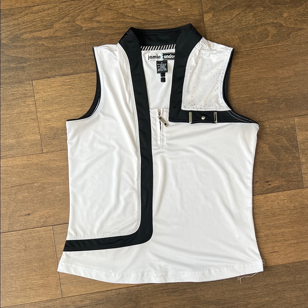 Jamie Sadock Black and White Sleeveless Blouse small